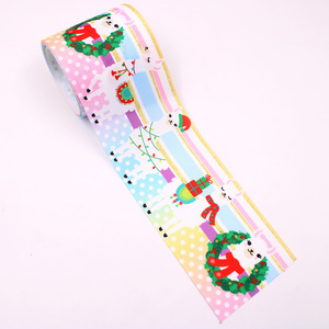Pita Grosgrain Cetak Dekorasi Natal Siap Pakai, Satin 100% Poliester Lebar 75mm - Product Image 3