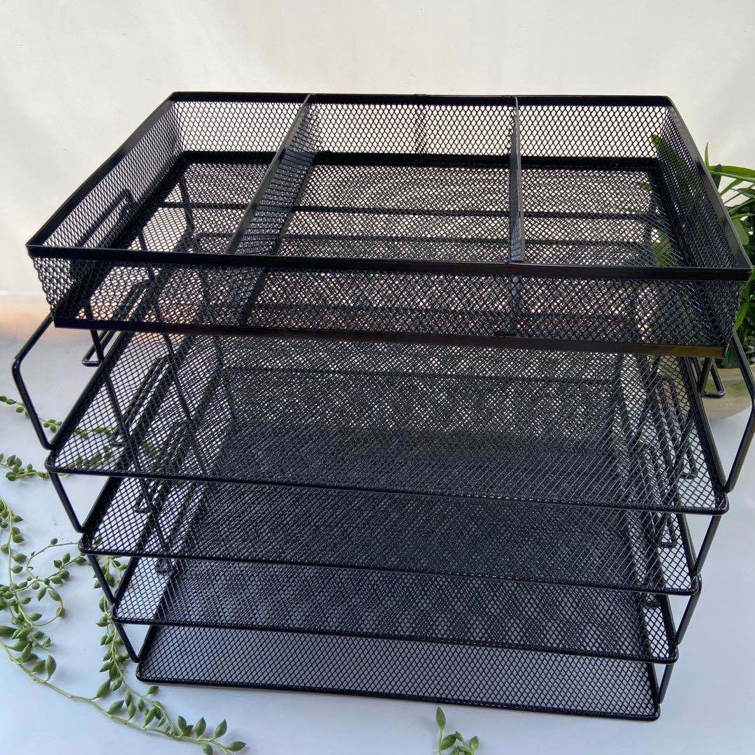 Органайзер для файлов, Штабелируемый Настольный лоток для документов, бумажный лоток, упаковка из 4 шт. с ящиком, органайзер для офиса и дома