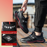 Chaussures de sécurité confortables et légères à embout d'acier pour hommes et femmes, anti-écrasement, prix bas, vente en gros, tige en maille respirante, pour le travail