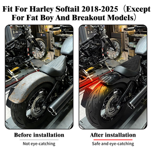 Siège solo pour motocycliste avec garde-boue arrière et feux de freinage et de clignotants à LED pour Harley Softail Standard FXST Street Fat Bob 2018-25 - Product Image 5
