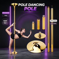 Barre de danse élégante dorée miroir 45 mm avec fonction 2-en-1 rotative et statique, barre de fitness sans oscillation pour la maison et la chambre