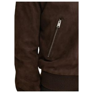 Chaqueta Bomber de Piel de Vacuno Marrón para Hombre, Estilo Lujoso |   Forro de Piel de Oveja Auténtica de Primera Calidad |   Chaqueta de Invierno Ecológica con Logotipo Frontal - Product Image 3