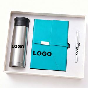 Corporate Promotional A5 Plain Notebook <b>Gift</b> <b>Set</b> With Vacuum Flask Metal Pen Business Item for Personalized Logo Giveaways - Product Image 3