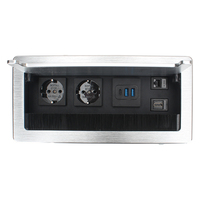 Prise de courant de bureau 2 prises standard italiennes 2A+1C Port USB Réseau Argent