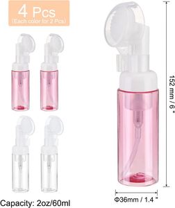 100ml 120ml 150ml 200ml 250ml Transparent PET Plastic Cosmetic Foam Pump <b>Bottle</b> Dispenser Heart-shape <b>Brush</b> Top Facial Cleanser - Product Image 2
