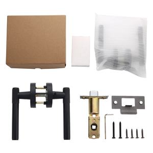 Poignée de porte en aluminium noir à <span class=keywords><strong>design</strong></span> moderne avec serrure de confidentialité, installation facile pour chambre à coucher, salle de bain, appartement - Product Image 6