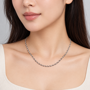 Collier chaîne texturée en acier inoxydable, couleur argent, chaîne serpent, 40+5 cm, fermoir mousqueton, 6 g - Product Image 5