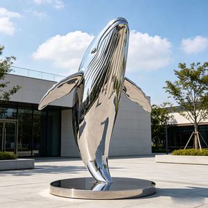 CustomMirror Polished Stainless Steel Dolphin Sculpture Real Factory Large Metal Dolphin Statue for Outdoor Waterscape Landscape - Product Image 4