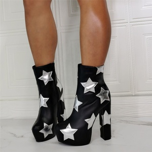 Bottines pour femmes Streetwear à bout rond, plateforme, fermeture éclair latérale, talon épais, personnalisables, grande taille 47 - Product Image 2