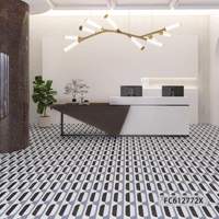Carreaux de sol en céramique rétro vert motif étoile éclatante, texture marbre, motif floral artistique classique, 600x1200mm, antidérapants, 8,5mm, pour salle de bain et centres commerciaux