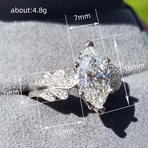 Anello a Foglia con Zirconi Marquise, Gioiello Floreale da Donna per Uso Quotidiano, Regalo - Product Image 5