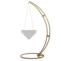 Support à gâteau en cristal doré suspendu, structure en métal en forme d'arche, centre de table pour mariage et fête