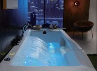 Baignoire de massage rectangulaire en acrylique Mona Lisa-Luxury avec commande tactile et ensemble de robinets 5 pièces