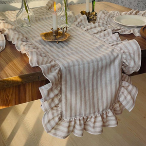 Wholesale Factory Handmade Linens Linen <strong>Table</strong> <strong>Runner</strong> Ruffles for Dining Home Tea Coffee <strong>Table</strong> Tablecloths - Product Image 5