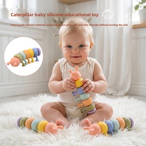 Juguete de silicona con forma de oruga para bebés, seguro para la dentición, de 0 a 24 meses, herramienta de <span class=keywords><strong>aprendizaje</strong></span> temprano unisex que ayuda a dejar de chuparse el pulgar - Product Image 2