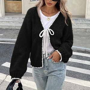 Suéter de Otoño/Invierno para Mujer, Nuevo Cárdigan de Punto Holgado con Lazo Delantero y Manga Larga, a la Moda - Product Image 3