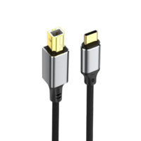 Cable convertidor macho tipo C de alta velocidad a USB-B macho para ordenador portátil, impresora, cable de puerto cuadrado USB 2,0