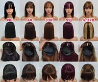 Promotion Perruque Courte Droite 11A avec Frange, Style Bob 1.5x3 Cheveux Humains Brésiliens Naturels, Fabrication à la Machine pour Femmes