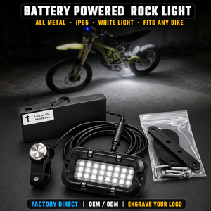 Luce LED Stile Baja Interamente in Metallo, Luce Ausiliaria Posteriore Alimentata a Batteria o Cablata <span class=keywords><strong>per</strong></span> <span class=keywords><strong>Moto</strong></span> Elettriche e Dirt Bike - Product Image 1