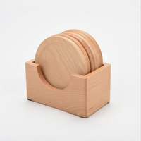 Ensemble de sous-verres ronds en bois, sous-verres résistants à la chaleur en noyer noir et hêtre, sets de table pour tasses à café et tasses à thé