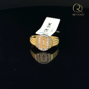 oval top diamond style stones and textured band modern stylish jewelry gift for <b>men</b> elegant design - Product Image 3