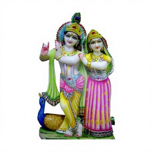 Statue religieuse Radha Krishna en marbre blanc de Makrana poli, sculpture de haute qualité et durable - Product Image 1