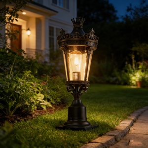 European retro large pillar garden pillar <b>light</b> Ip65 waterproof electric E27 pillar <b>light</b> European pillar <b>light</b> - Product Image 6