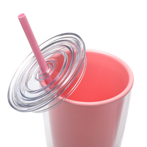 Vaso <span class=keywords><strong>de</strong></span> Plástico <span class=keywords><strong>de</strong></span> Doble Pared con Pajita y Tapa, Reutilizable, para Café Frío, Libre <span class=keywords><strong>de</strong></span> BPA, Botella <span class=keywords><strong>de</strong></span> Agua Aislada para Mujeres y Niñas - Product Image 3