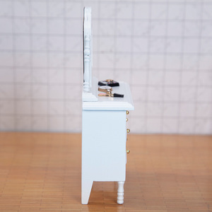 Moda 1:12 Mini casa de muñecas DIY juguete blanco tocador muebles escena adornos artesanías de madera simulación en miniatura - Product Image 5
