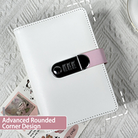 Carnet de budget personnalisé avec serrure à combinaison, reliure à feuilles mobiles, couverture en PU rose/blanc