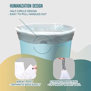 ถุงขยะ HDPE ขนาดกลางแบบมีก้นข้าง 8 แกลลอน ถุงขยะแบบมีเชือกรูด 120 ใบ ถุงใส่ขยะแบบใช้แล้วทิ้ง สำหรับห้องน้ำ ห้องนอน ห้องครัว - Product Image 2