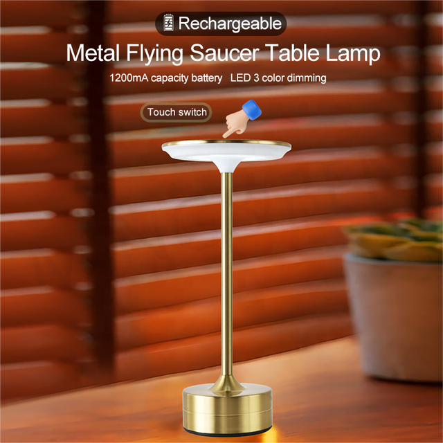 Modern Portable LED Desk Lamps Rechargeable Battery Operated Lighting Cordless Table Lamp for Bedroom Dining Room Restaurant