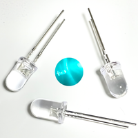 Diode LED verte cyan de 5 mm, 500-505 nm, 12000-14000 mcd, faisceau large, haute luminosité, lampe ronde pour feux de circulation et de signalisation