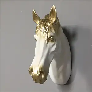 Lifelike Horse Deer Rhinoceros Head Wall Hanging Home Decor White Gold Resin Decoration Murale 3D Modern Animals Wall Decor