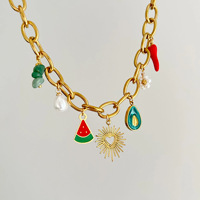 Diseño de moda Día de San Valentín Corazón Shell Cruz Fruta Flor Estrella de mar Diseño Joyería Collar con colgante de acero inoxidable