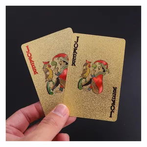 Cartes à jouer en plastique durable et étanche Poker en feuille d'or Poker en feuille d'or Cartes à jouer plaquées feuille d'or 24K