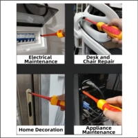 Kit d'outils de réparation pour électricien 13 pièces 1000V – Jeu de tournevis isolés interchangeables avec embouts magnétiques à fente – Bricolage Plastique OEM