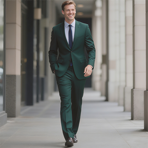 OEM lüks erkek lacivert takım elbise özel boyut 2-Piece ceket pantolon İngiliz tarzı resmi takım elbiseler fermuar artı boyutu viskon baskılı - Product Image 4