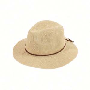 Sombrero de Playa de Paja de Papel Ligero y Transpirable para Verano, con Banda de Cinta, Estilo Panamá - Product Image 5