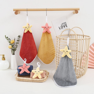 Cartoon Star Hand <b>Towel</b> 30x30cm Coral Fleece Quick Dry Kids <b>Bath</b> <b>Towel</b> For Kitchen Bathroom - Product Image 1