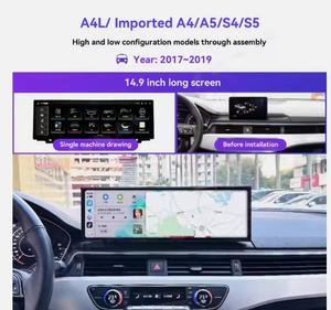 ZWNAV pemutar Multimedia mobil, Unit kepala Stereo layar tampilan GPS Radio mobil 14.9 inci untuk Audi A4L A5 2017-2019 - Product Image 2