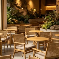 Table à manger ronde en bois massif et ensemble de chaises de café modernes, mobilier de maison imperméable pour bar, hôtel, entrée