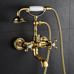 Grifo de Pared Dorado de Lujo para Bañera con Rociador de Mano HD-408 - Product Image 1