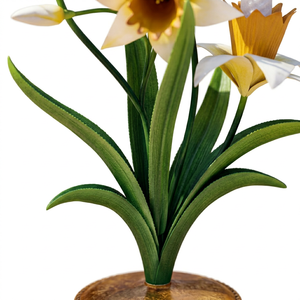 Candélabre en forme de narcisse avec trois bougies blanches pour la décoration de la maison - Product Image 6