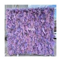 Harga Dekorasi Pernikahan Roll up Backdrop Ungu 8Ft X 8Ft Bunga Artificial Panel Sutra Dinding Bunga