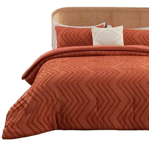 国王烧橙波西米亚轻质床上用品被子和套装3件簇绒床上用品套装和系列柔软透气被毯