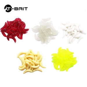 100 pièces/sac Appât de pêche souple lumineux de haute qualité en gros, type ver de farine/larve, biomimétique, <span class=keywords><strong>2</strong></span>,4 cm 0,4 g - Product Image 3