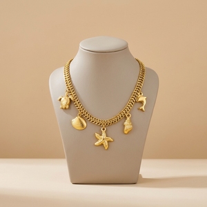 Collana con Catene Spesse in Acciaio Inossidabile e Ciondoli a Forma di Sole per Donne, Accessori Moda Impermeabili, Gioielli da <span class=keywords><strong>Collo</strong></span>, Regalo Femminile - Product Image 2