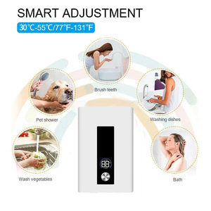 Chauffe-eau électrique instantané 5 kW mural avec commande tactile, écran LED, étanche IPX4, boîtier en plastique - Product Image 2