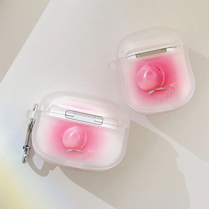 Mignon pêche petite taille doux dégradé rose étui pour écouteurs pour Apple Airpods 1 <span class=keywords><strong>2</strong></span> <span class=keywords><strong>Pro</strong></span> 3 <span class=keywords><strong>Coque</strong></span> souple mat casque couverture avec crochet - Product Image 6
